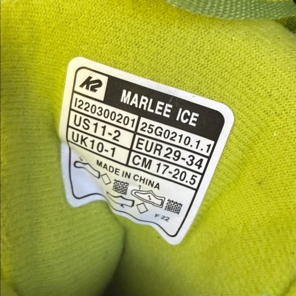 Marlee Ice K2 Kids' Adjustable Ice Skates with Speed lacing. Size 11-2 Like New - Picture 2 of 7